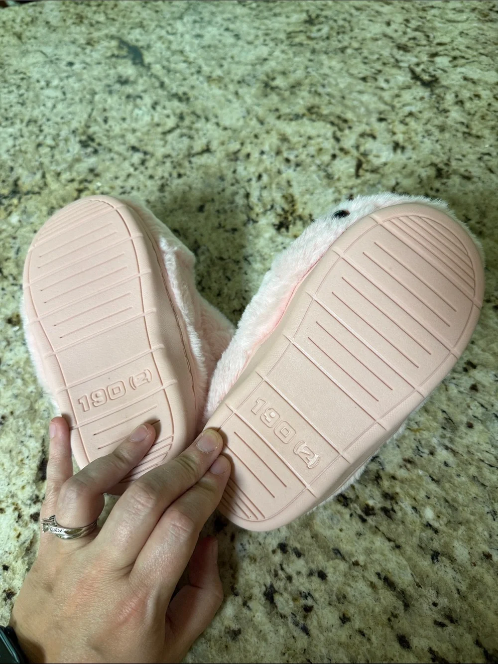 Plush Pink Bunny Slippers for Kids - Soft Slip-On Indoor Shoes